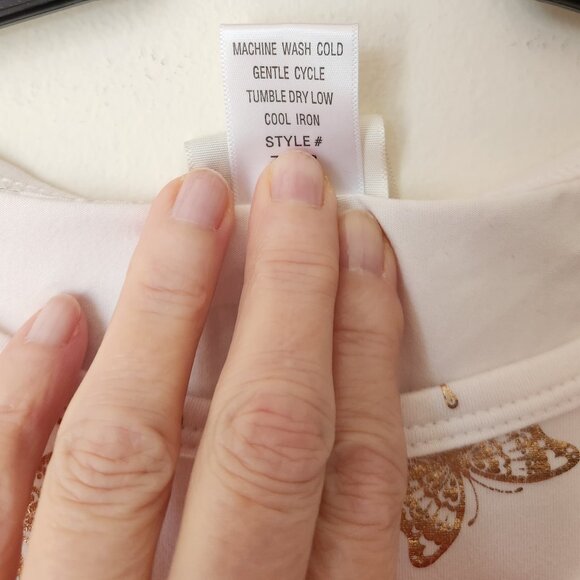 Jenna & Jessie LILY BLEU Big Girls Love Tie Front Gold Butterflies Top in Ivory - Picture 4 of 13